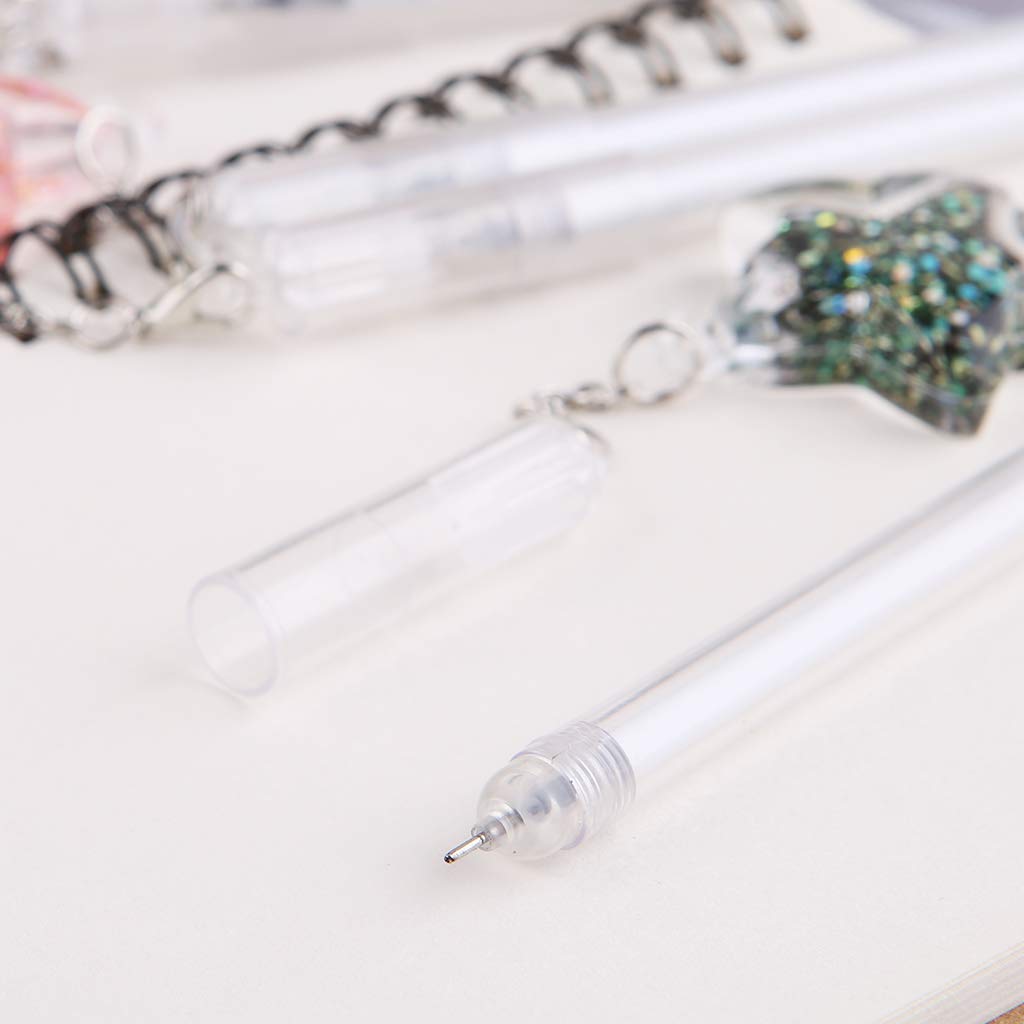 JUNESUN Gel Pen with 0 5mm Point Cartridge Pen Chain Decor Black Ink Shinny Pentagram Embellishment Stationery Supplies — view 4