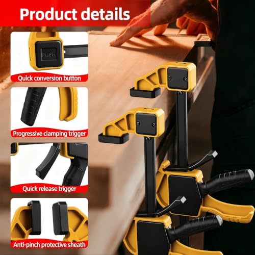 Image of 6-Pack Wood Clamps 4Pcs 12in & 2Pcs 6in for Woodworking