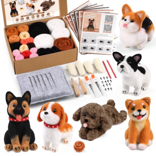 Mayboos 6 Pcs Needle Felting Kit, Animal Needle Felting Beginner Kits Wool Felt Needle Felting Tools...