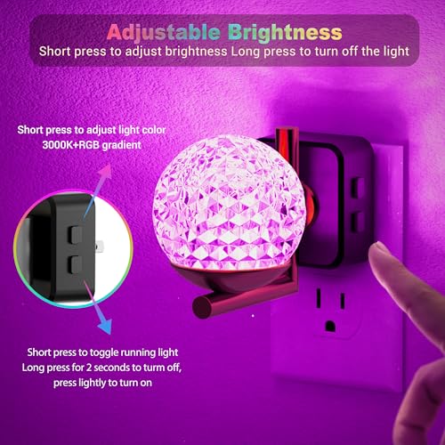 Image of JandCase LED Night Light, 3000K Warm White & RGB Color Changing Night Lights Plug into Wall, Dusk to Dawn Light Sensor, 180 Rotatable Plug in Nightlights for Bathroom, Bedroom, Hallway
