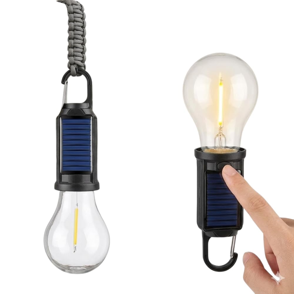 drumstone (𝐒𝐩𝐞𝐜𝐢𝐚𝐥 𝟏𝟓 𝐘𝐞𝐚𝐫𝐬 𝐖𝐚𝐫𝐫𝐚𝐧𝐭𝐲) portable solar camping light bulb, usb rechargeable led hanging tent lantern with hook, waterproof emergency outdoor light for hiking.