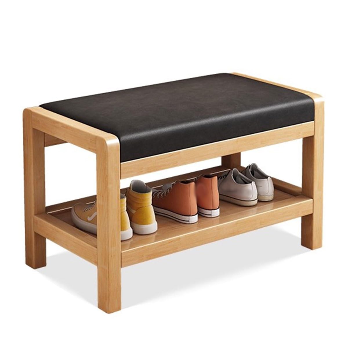 KLGFBDC Contemporary Upholstered Shoe Bench - Multipurpose Entryway Stool & Hallway Storage - Stylish Yellow & Black 55cm / 21.65in End of Bed Furniture