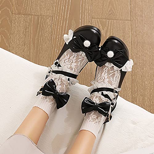 ClassicSter Womens Platform Mary Janes High Chunky Heel Cross Strap Sweet Bow Oxford Gothic Lolita Shoes Dress Pumps4