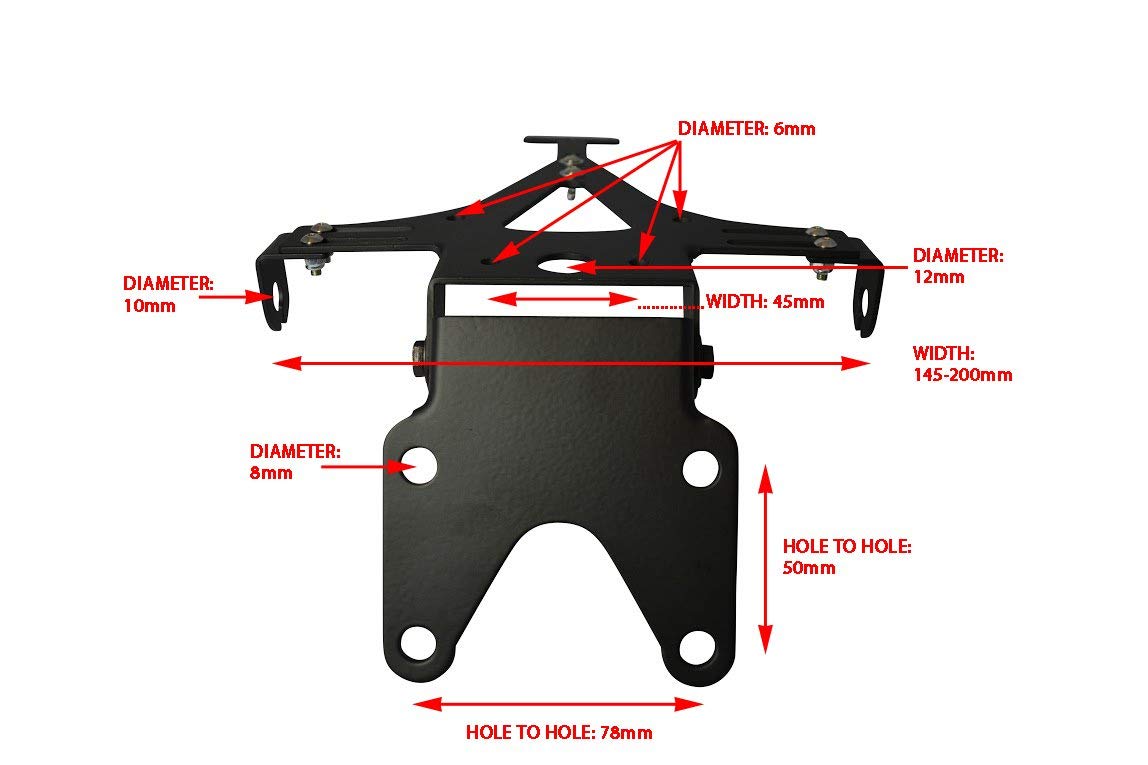 Negro Universal Ajustable Moto Soporte de Matrícula Número de Matrícula Soporte
