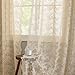 YJ YANJUN Beige Lace Curtains 63 inches Length 2 Panels Antique Chic Floral Sheer Curtains with Scalloped Edges Rod Pocket French Country Crochet Curtains for Bedroom Dining Room W52 X L63