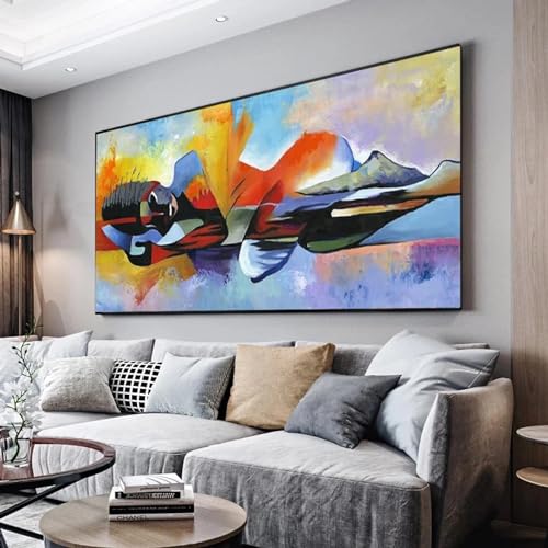 Peinture à l'huile abstraite grand art mural pour salon sous forme d'affiche sur toile 30x60 cm