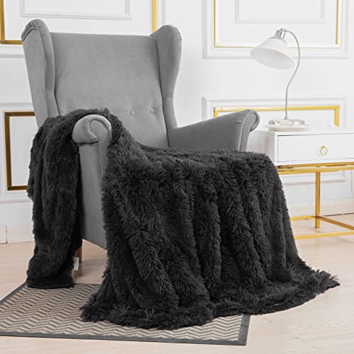 YUSOKI Twin Size Faux Fur Throw Blanket(Morel,60" x 80"),Whithout Pillows,Winter Lightweight Plush Fuzzy Soft Cozy Microfiber Comfy Bed Blanket for Women Kids Girls Couch Sofa Washable