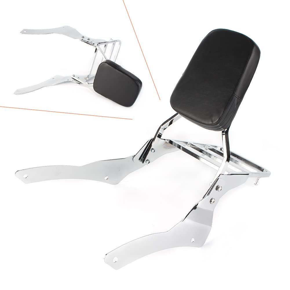 SIKUAI Sissy Bar Sissy Bar Sedile Posteriore Sedile Passeggero Schienale Pad con Portapacchi per Yamaha Vstar 400/650 Dragstar 400/650 Classic 1998-2014