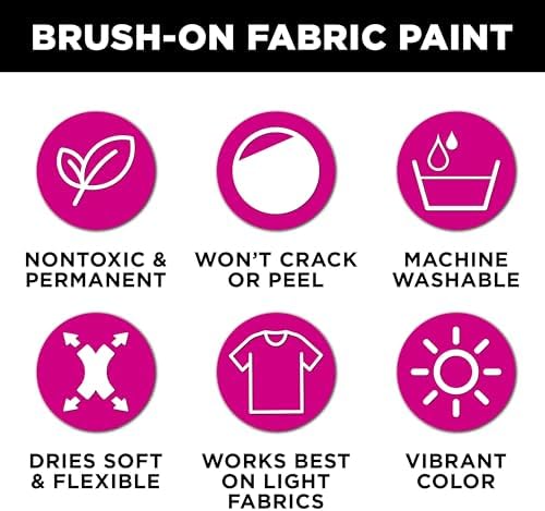 Tulip Brush-On Fabric Paint, Create Permanent Designs, Great for Fashion and Decor Crafts, White, 4 oz - 2