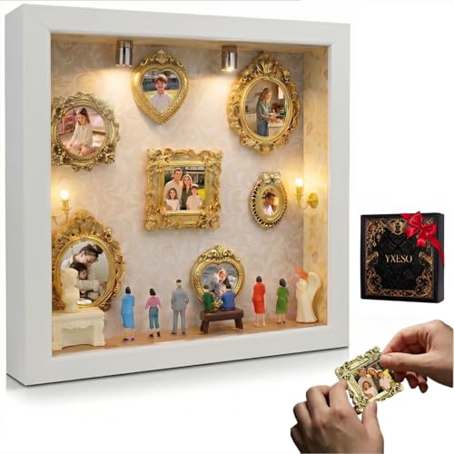 YXESO DIY Mini Museum Silhouette Box for Anniversary 8.74 x 1.77 in White