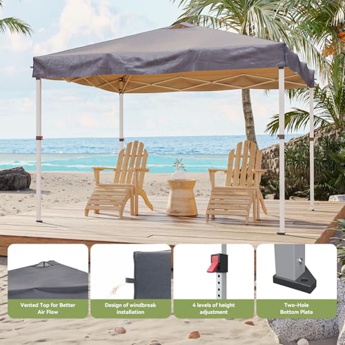 Aoxun 3M X 3M Pop Up Gazebo, Metal Frame Shelter Tent For Outdoor Garden Party, With 4 Sandbags & Carry Bag, Adjustable Height, Grey - 6