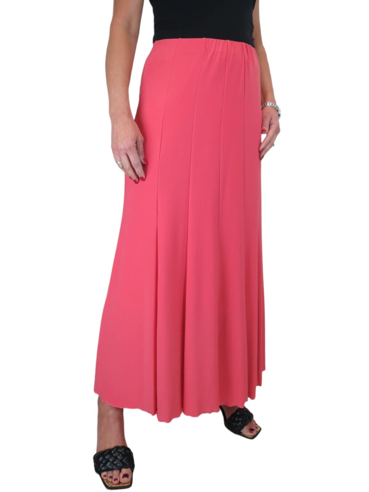 Paulo Due Women's Coral Panelled 38" Elastic Waist Maxi Skirt In | Size: 18/20