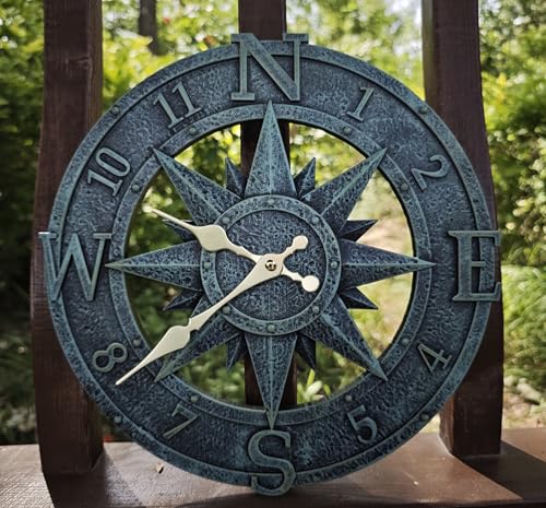 KUNY Gartenuhr Wetterfest Outdoor, Badezimmeruhr 30cm Vintage Dekorativ Ornament Wanduhr Wasserdicht Moderne Uhr Aussenbereich Wanduhr