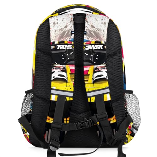 Yellow Racing Car Laptop Backpack for Women and Men, Waterproof 15.6 Inch Work Computer Business Backpacks Purse Large Capacity Lightweight Travel Casual Daypack3