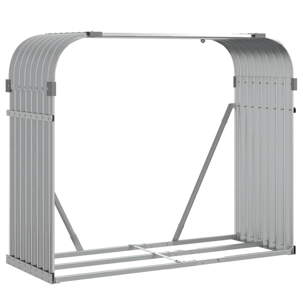 Vidaxl Log Holder Firewood Rack Log Wood Storage Light Grey Galvanised Steel