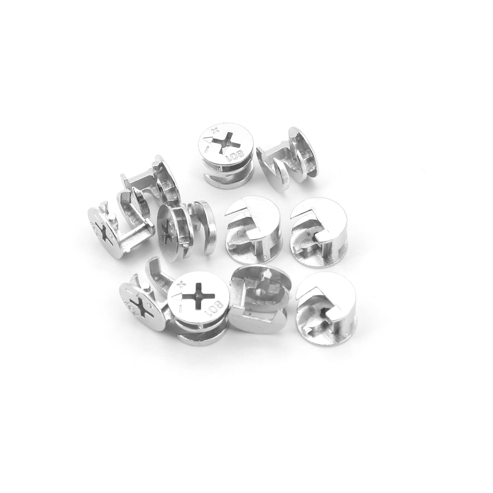 Yuhtech Cam Bolt Nut Dowel, 108 Pcs Flat Furniture Connector Fixing Screw for Furniture Cabinet, Wardrobe - Image 3