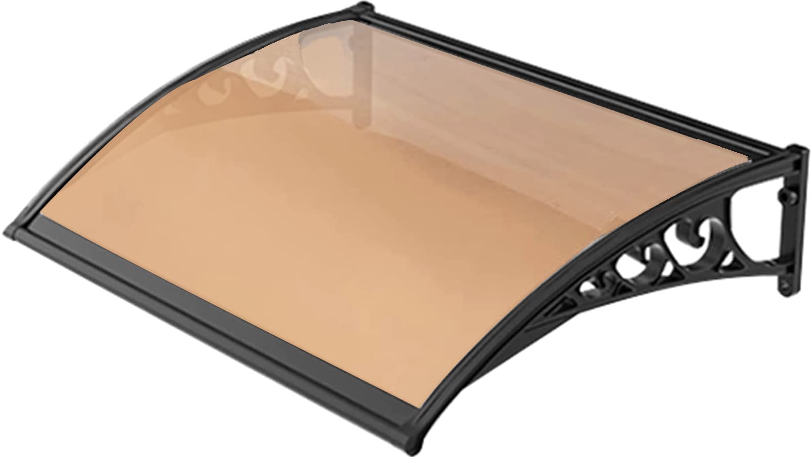 GJZQDKX Window Awning Door Canopy Polycarbonate Front Door Patio Canopy Cover, UV Rain Snow Sunlight Protection Shelter Cover with ABS Bracket,Brown,100X80CM