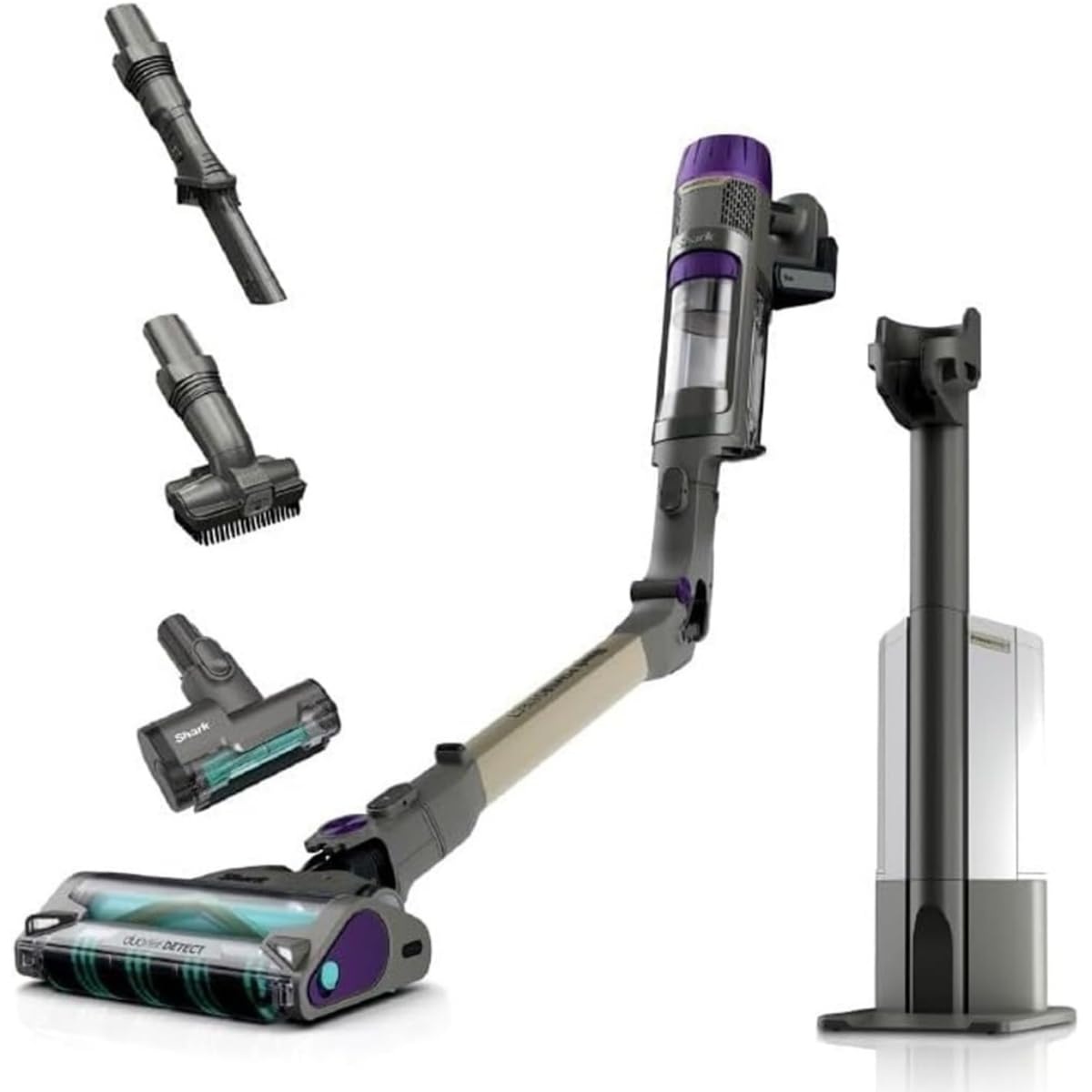 Shark Power Detect Clean & Empty Cordless Pet Vacuum Cleaner, 70 Minutes Run-Time, Mocha Grey/Brass, IP3251MET, 5 Years Warranty Auto-Empty Stick Cordless Vacuum Cleaner 70 Mins Run Time Grey