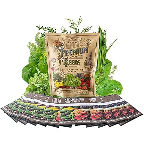 12 Culinary Herb Seeds Assortment - Non-GMO Herb Garden Starter Set - Grow Cooking Herbs: Parsley, Thyme, Cilantro, Basil, Dill, Oregano, Sage & More Cover