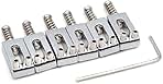 SAPHUE Guitar Bridge Saddle with Spring Screws Wrench Tremolo for Fender Strat Stratocaster Tele Telecaster Electric Guitar Replacement Parts Accessories 6Pcs Bridge Saddles(Chrome)