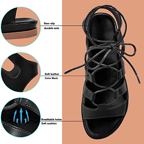Harence Sandals For Women Casual Summer Flats Shoes Comfortable Cross Strap Gladiator Sandal Casual Non Slip Beach Shoe #TOP2