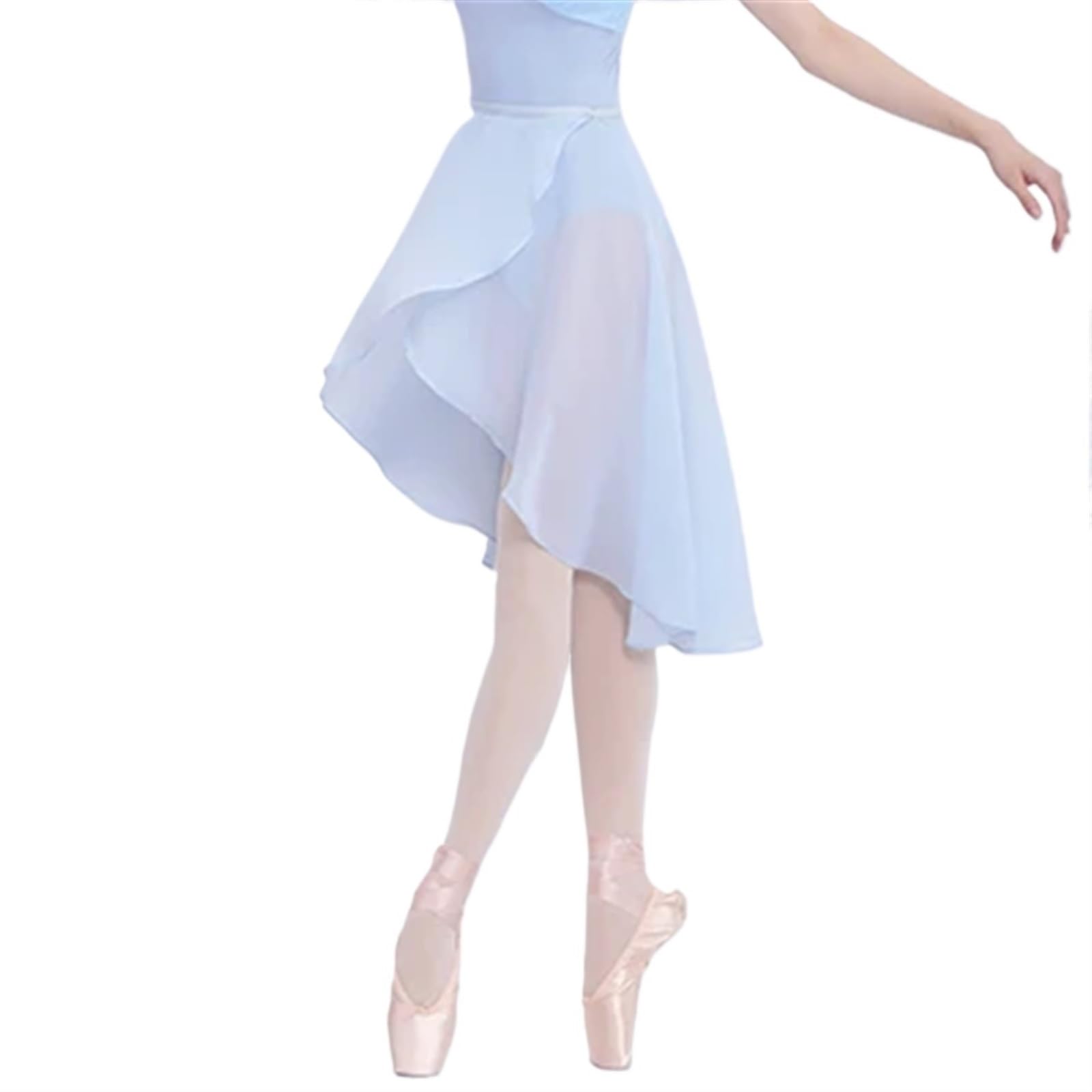 Ayztantine Women's Blue Ballet Wrap Skirt Ballet Skirts Chiffon Ballet Dress Tulle Skirt Black Polyester Dance Costumes Girls Adult Training Dress(Blue)