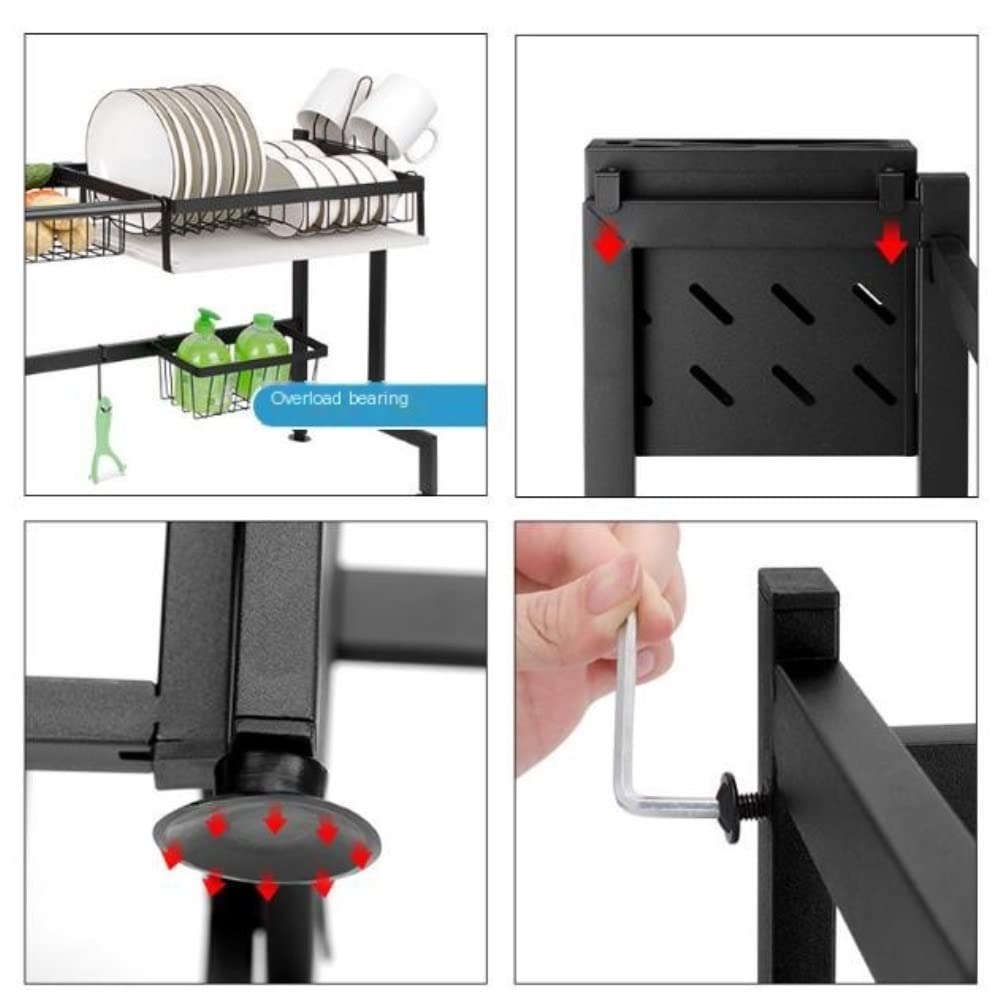 Escurreplatos Estante para Platos De Cocina Acero Inoxidable, para Escurridor Y Juego para Colgar Tazas Organización Cocina