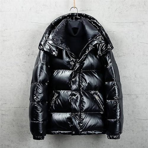 JEsilunmaMY Winter Coats for Men Thicken Shiny Puffer Jacket with Removable Hood Stand Collar Heavyweight Padded Puffy Coat2