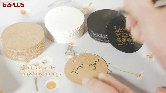 50 Etichette Carta Kraft Rotonde | 5,5 Cm Con Spago Iuta | Per Bomboniere Matrimonio Natale Regali - Foto 2