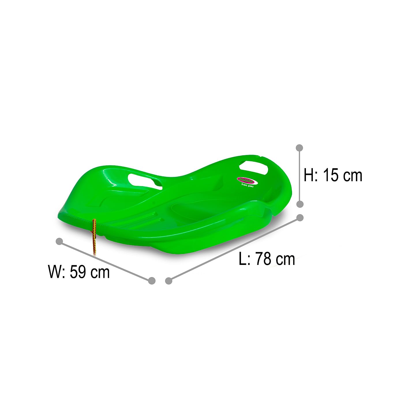JAMARA 460536 Snow Play Bob Speed 78 cm grün-aerodynamische Bauweise, langlebiger Kunststoff, Bequeme, ergonomische Sitz-/ Liegekuhle für eine optimale Rutschposition, 1kg Leichtgewicht