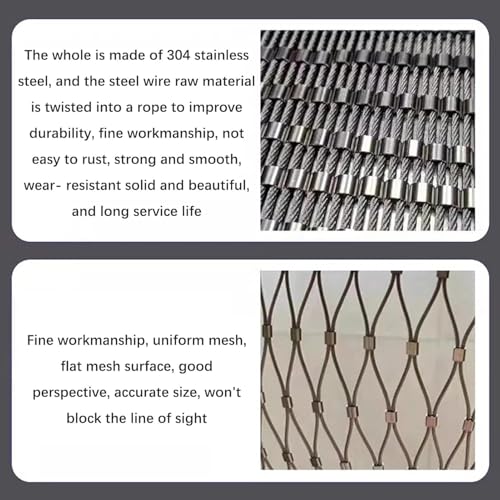 Malla de acero inoxidable 304 tipo X flexible para protección de balcones y escaleras, 1x9m 6
