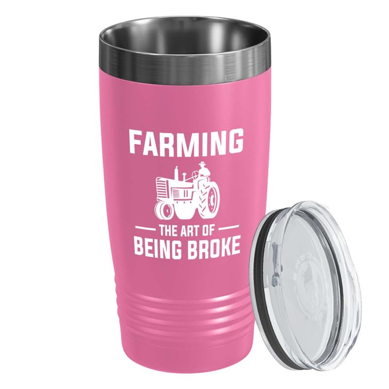 Farmer Pink Edition Viking Tumbler 20oz - Farming the art - Farmer's Funny tractor Agriculture Farmers Agribusness Animal Breeder