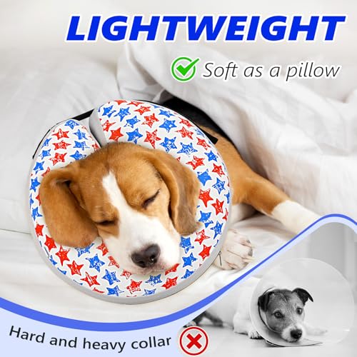 Image of Inflatable Dog Cone Collar to Stop Licking, Soft Neck Donut Collar After Surgery, Adjustable Recovery Cone for Small Medium Large Dogs (Star,S)