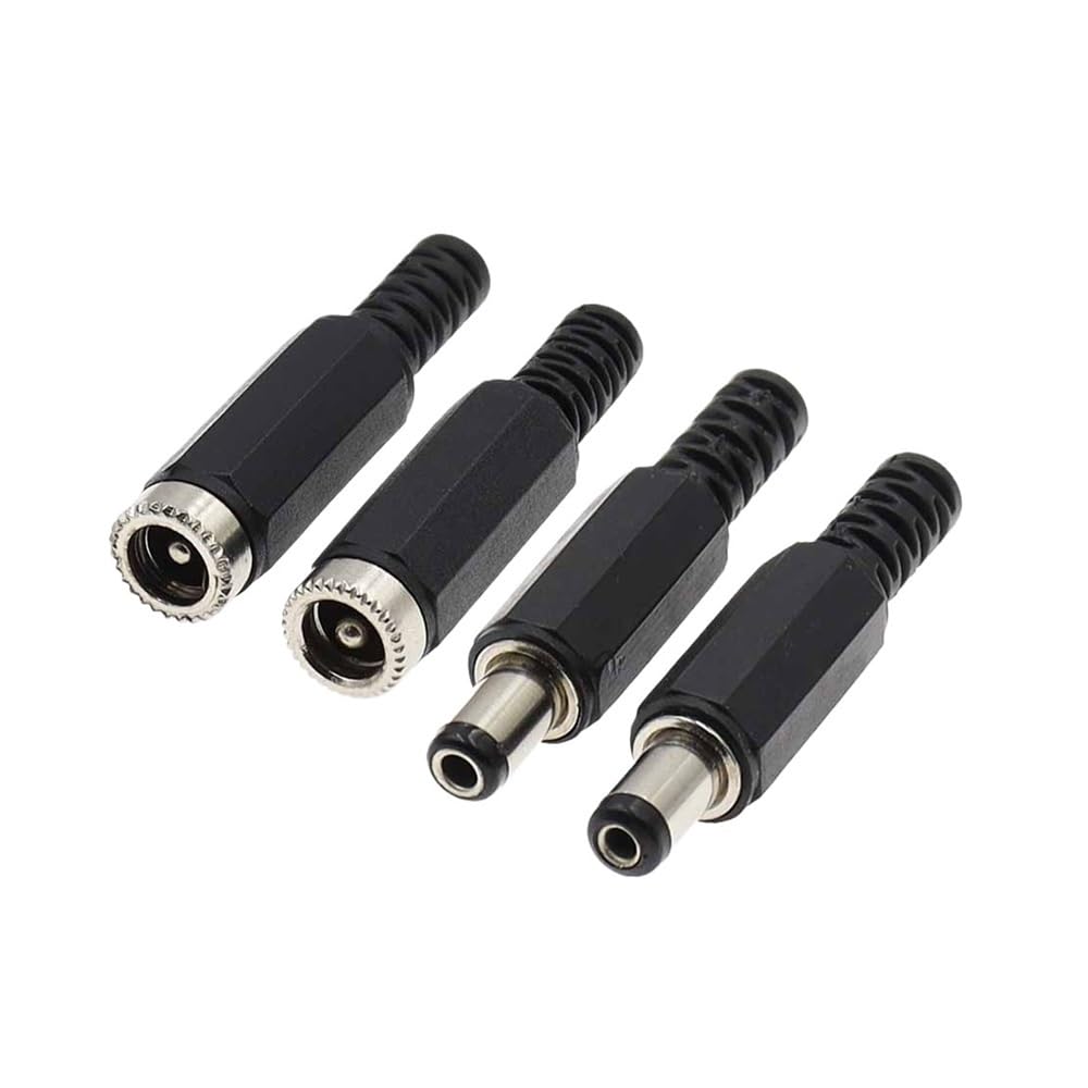 TSIOHKBS 10PCS 24V 12V 3A Male Plugs + Female Socket Panel Jack 5.5x2.1mm DC Power Connector Electrical Supplies 5.5 * 2.5 (5Set Male-Female,5.5X2.1MM)