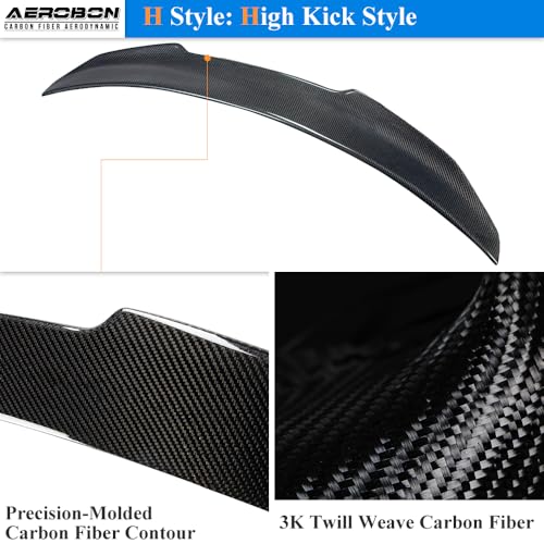 AeroBon Real Carbon Fiber Trunk Spoiler Compatible with 2007-2014 Infiniti G35, G37, G25, Q40 4-Door Sedan Rear Spoiler (H Style) High Kick - Image 6
