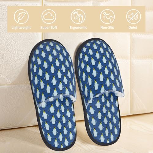 Beautiful King Penguin Pattern Print Women Slippers Home Furry Shoes Keep Men Couples Shoes Warm For Women-3