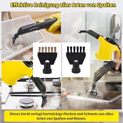 9 Stück Dampfreiniger Zubehör, Kompatibel mit Kärcher Dampfreiniger Zubehör SC1 SC2 SC3 SC4 SC5, Mundstück Düse, Rundbürste, Fugenbürsten, Fensterabzieher, Mikrofaser-Tuch