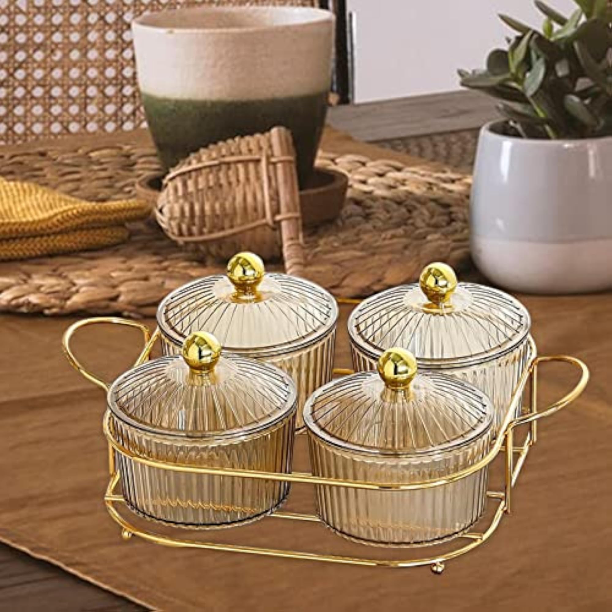 Luxury Snack Dishes Multi Use Condiment Tray with Holder
