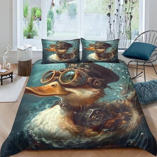 Housse de couette Canard Steampunk 140x200 parure lit microfibre pour enfant - 4