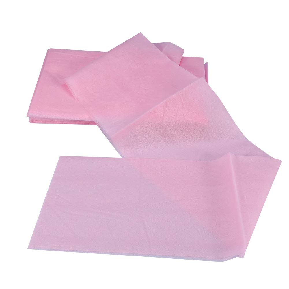 Jelquix 10 Pcs Non-Woven Disposable Bed Sheet for Massage and Beauty Treatments, Soft Cottony Feel, 180 * 80cm, (Pink)