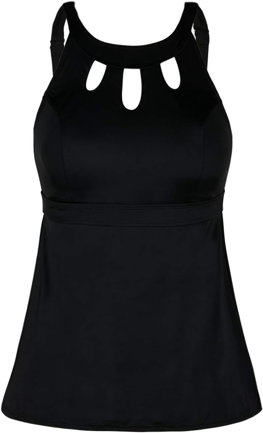 Septangle Women's Halter High Neck Tankini Top Key Hole Bathing Suit