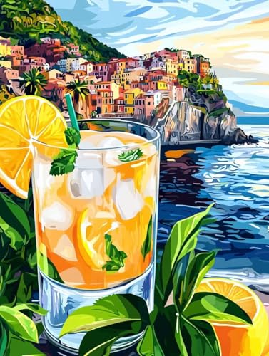 Pintar por Numeros Adultos, Pintar con Numeros Adultos fruta limón, DIY Painting by Numbers Kits, con 3 Pinceles, Pigmento Acrílico, Paint by Numbers, Regalos Originales para Hombre 30x40cm J0-591