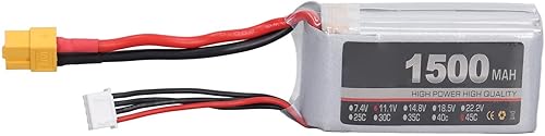 RiToEasysports Batería LiPo, 7.4V 2S 1500mAh 45C Reemplazo de batería LiPo de alta tasa para modelo de avión de control remoto (XT60)