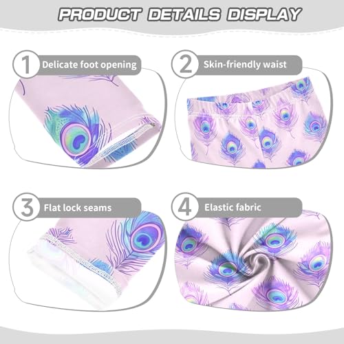 senya Girls Printed Leggings Yoga Pants Peacock Feathers Pattern for Kids in 4t to 10 Years, 4T3