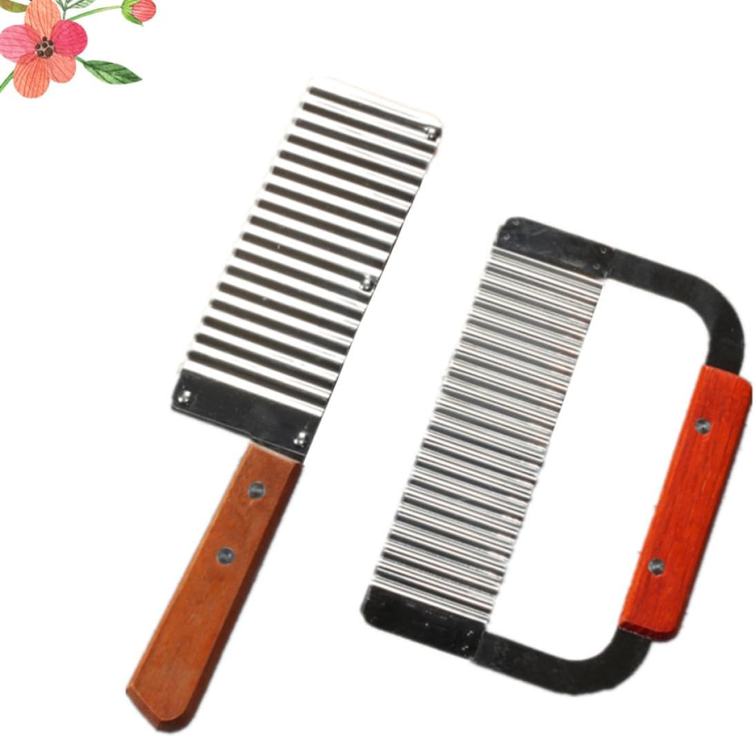 2 Pcs French Style Potato Slicer Crinkle Edge Stainless Steel Tool