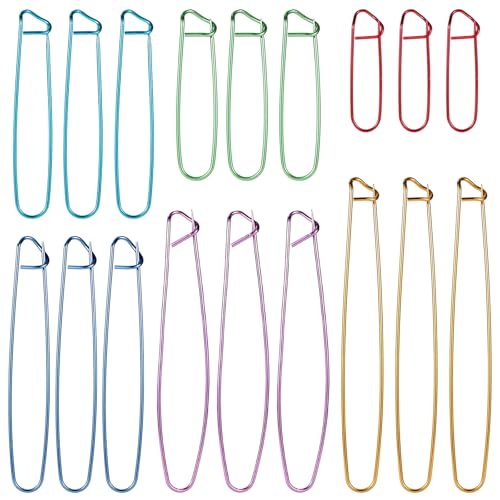 Image of 18pcs Knitting Stitch Holders, 6 Colors 6 Sizes Aluminum Stitch Needles Markers for Practical Yarn Knitting or Crocheting Supplies Tools Accessories