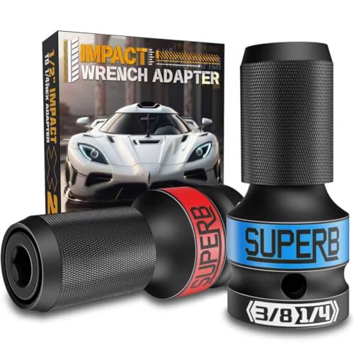 SKRWEAX 3/8-inch Square Drive to 1/4-inch Hex Socket Adapter, Impact Wrench Adapter, Impact to 1/4 Hex Converter, Quick-Change Chuck for Impact Wrench, 2PCS