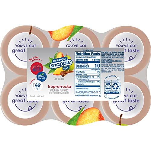 Image of Snapple Zero Sugar Trop-a-Rocka Tea, 16 fl oz recycled plastic bottle, 6 pack