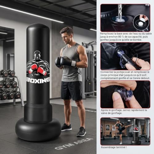 Oziral Sac de Frappe autoportant pour Adultes 180 cm Sac de Boxe Gonflable – vue 5