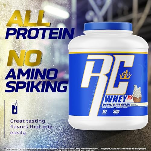 Image of Ronnie Coleman Whey XS Whey Protein Powder Vanilla Ice Cream 61 Servings - 20g Whey Isolate Protein Powder with BCAAs, EAAs & Glutamine - Low Sugar Supplement for Muscle Growth & Recovery